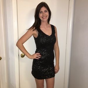 Little Black Sequined Mini Dress